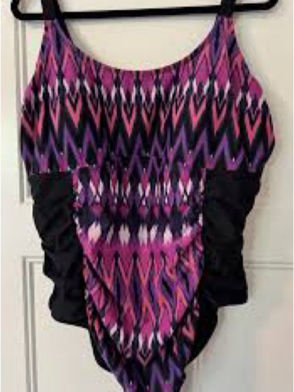 Ava & Viv Black 1 Piece plus Size 18W Swimwear with Pink Detail